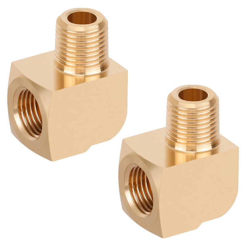 Boeray 2pcs 1/8â€ Brass Fittings 90 Degree Barstock Street Elbow 1/8" NPT Male Pipe to 1/8" NPT Female Pipe Elbow Forged Brass Pipe Fittings - Image 1